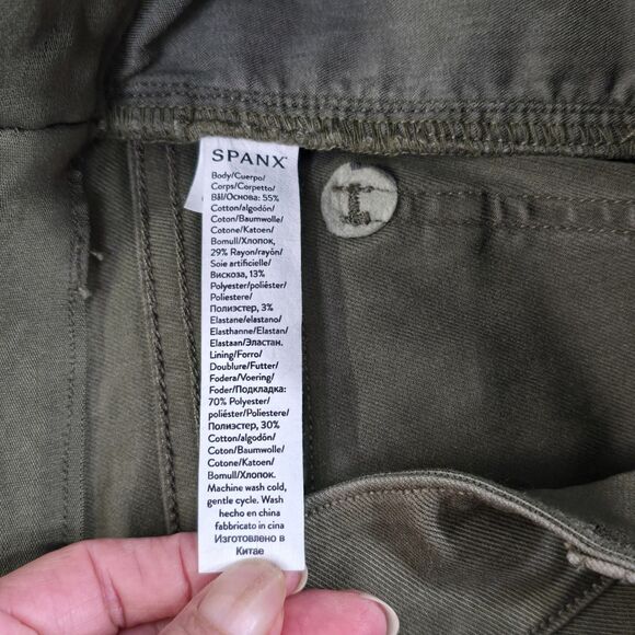 SPANX Stretch Twill Ankle Cargo Womens Pants Darkened Olive Small - Picture 16 of 16